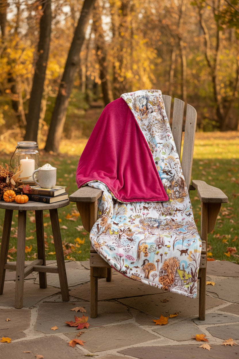 Trick or Treat & Fuchsia Plush Double-Sided Throw Blanket