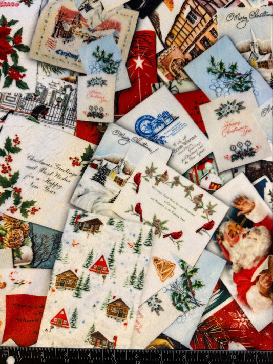 Christmas Cards & Dark Green Plush Double-Sided Throw Blanket