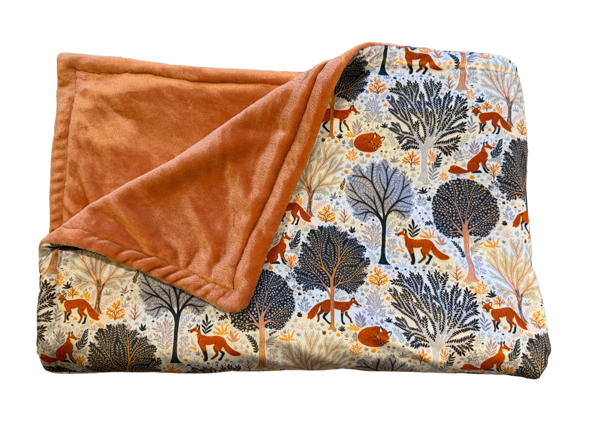 Foxes & Papaya Double-Sided Throw Blanket