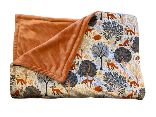 Foxes & Papaya Double-Sided Throw Blanket