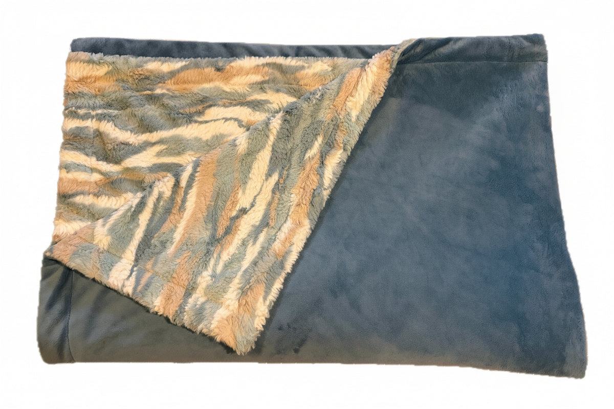 French Blue & Himalayan Raindrop Double-Sided Throw Blanket