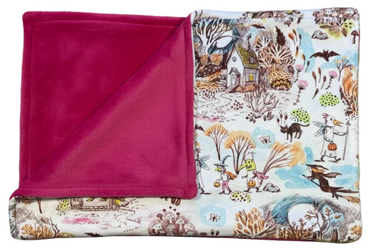 Trick or Treat & Fuchsia Plush Double-Sided Throw Blanket