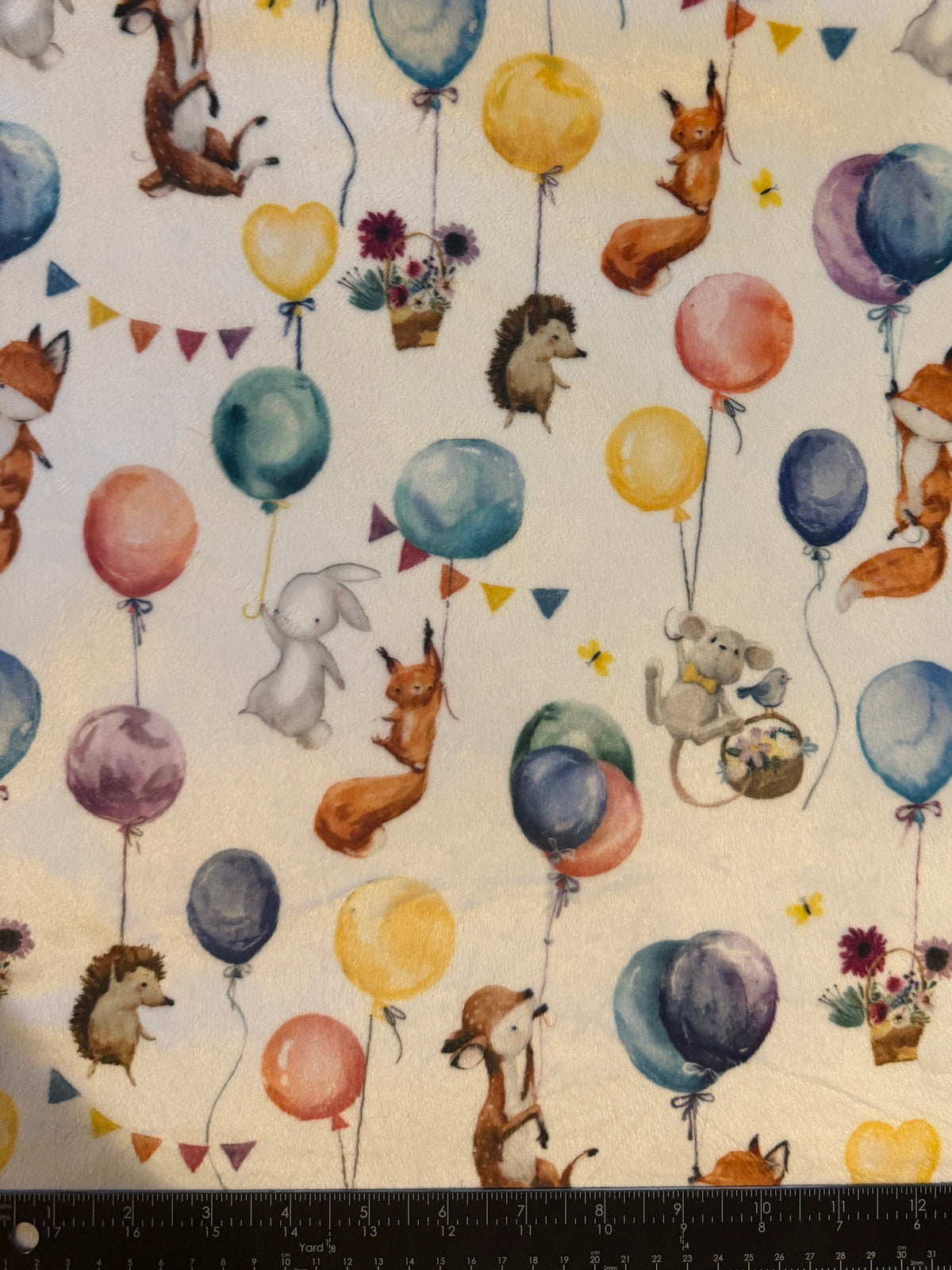 Woodland Animals & Balloons & Teal Plush Double-Sided Throw Blanket