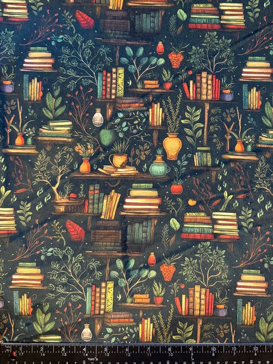 Books & Forest Plush Double-Sided Throw Blanket